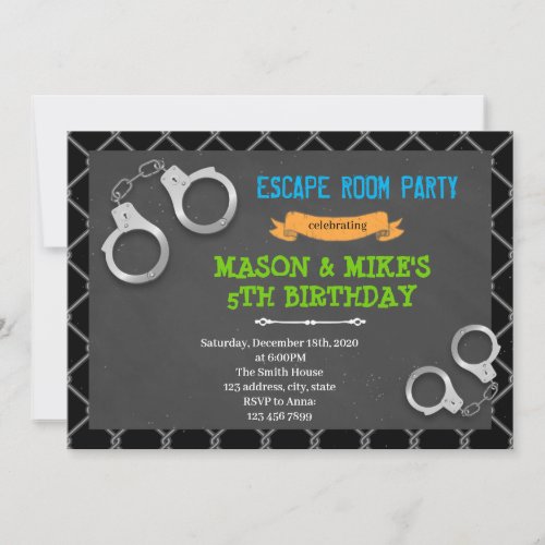Prison escape room birthday Invitation