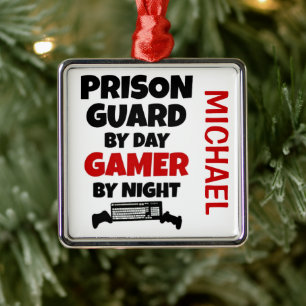 Prison Guard Loves Playing Video Games Metal Ornament