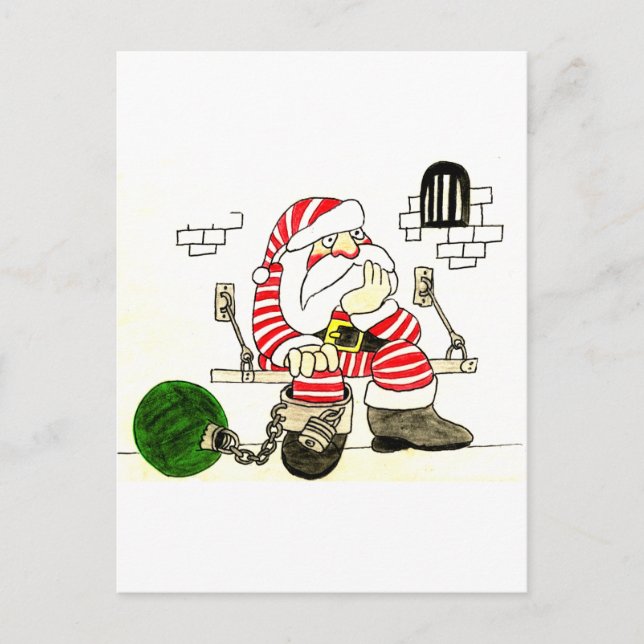 PRISON SANTA HOLIDAY POSTCARD (Front)