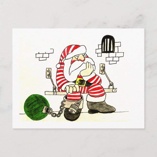 PRISON SANTA HOLIDAY POSTCARD (Front)