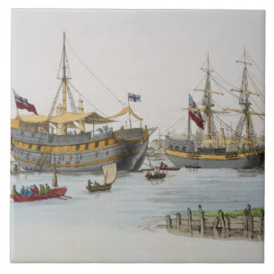 Prison Ships, from 'Costume of Great Britain', pub Ceramic Tile