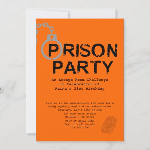 Prison Theme Birthday Party Invitation