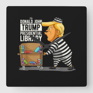 Prison Trump Presidential Library Square Wall Clock