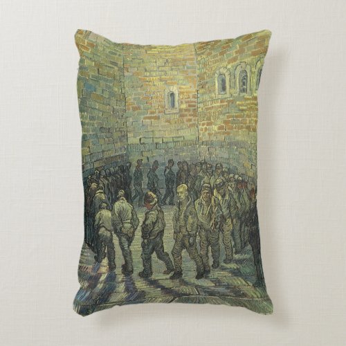 Prisoners Exercising by Vincent van Gogh Accent Pillow