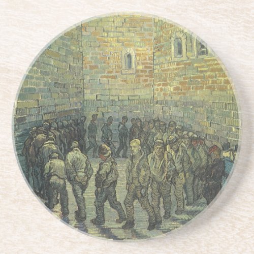 Prisoners Exercising by Vincent van Gogh Sandstone Coaster