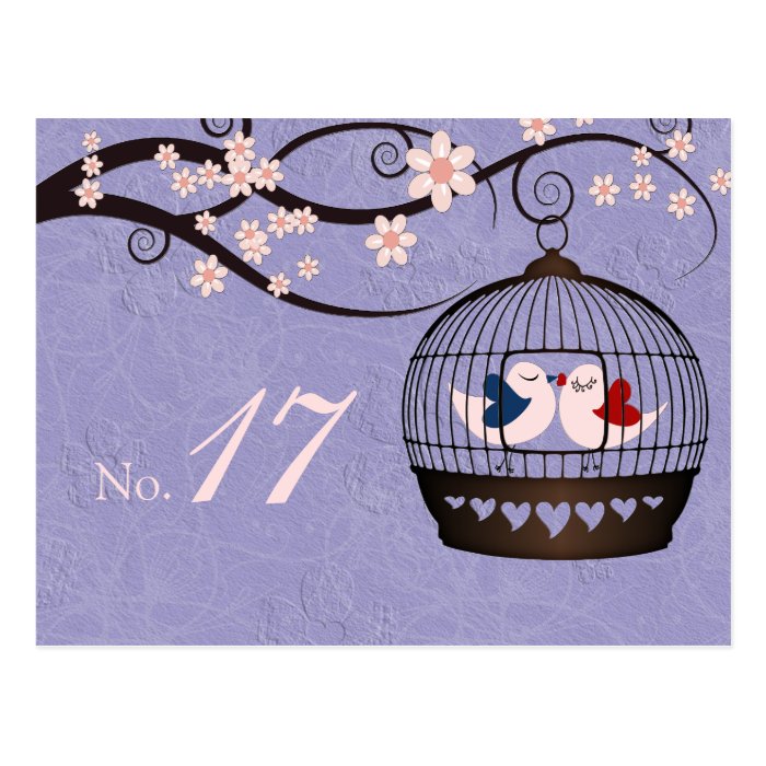 Prisoners of Love Mauve Wedding Table Number Card Post Card