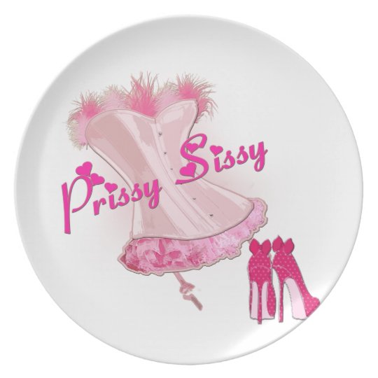Prissy Sissy Pink Feathered Corset Dinner Plate 1215