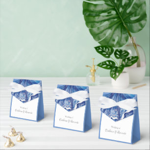 Pristine Blue and White Santorini Wedding Favor Boxes