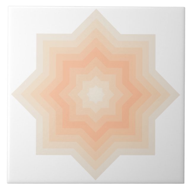 Pristine Fuzzy Peach Stars Ceramic Tile (Front)