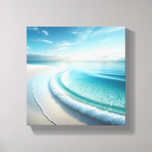Pristine Turquoise Ocean Wave on White Sand Beach  Canvas Print (Front)