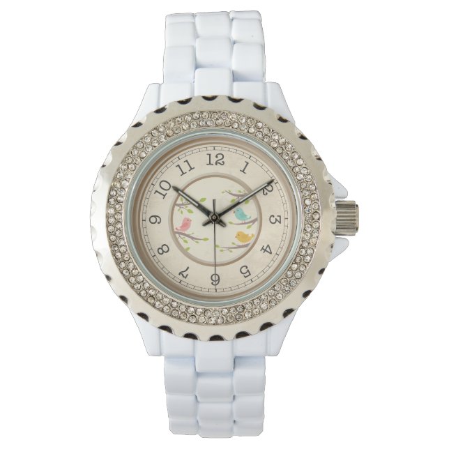 Pristine White Rhinestone Watch - Elegant Newlywed (Front)