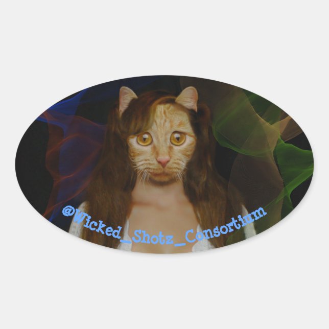 Pritty KiTty Oval Sticker (Front)
