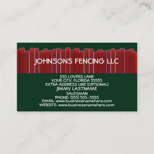 Customizable Privacy Fence Business Card Templates