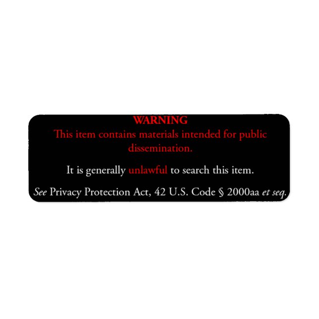 Privacy Protection Act sticker, black label (Front)