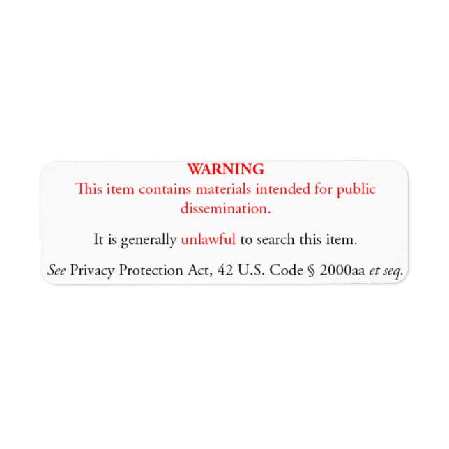 Privacy Protection Act sticker, white label (Front)