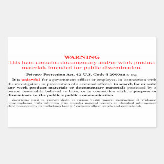 Privacy Protection Act sticker, white rectangle Rectangular Sticker