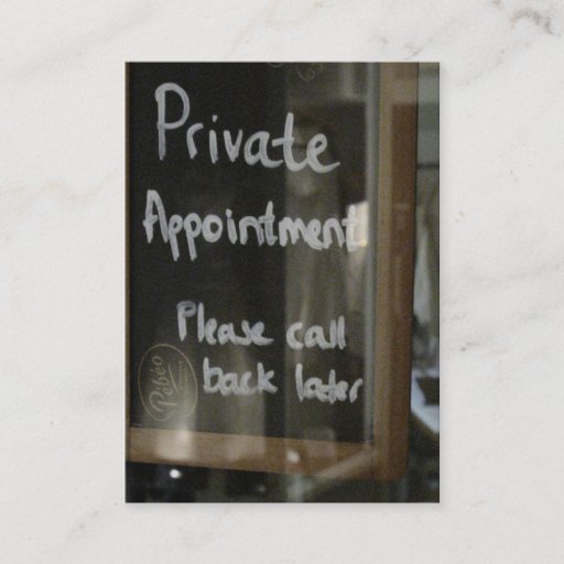 Customizable private appointment business card template