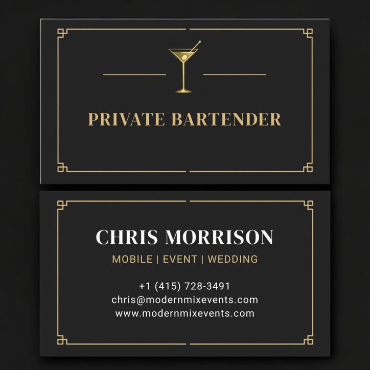 Private Bartender Professional Business Card