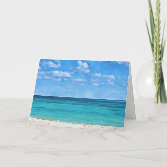 Private Beach Art Ocean Bahamas Note Card (Front)