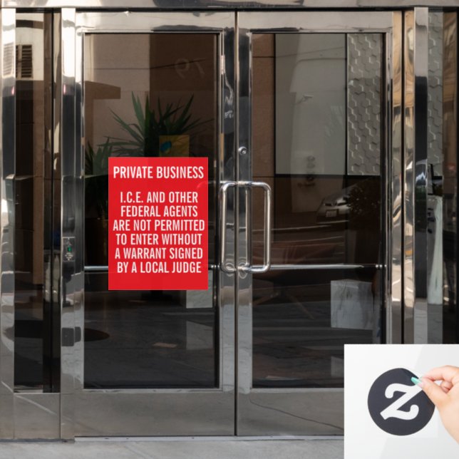 Private Business Know Your Rights Window Cling (Office Door)