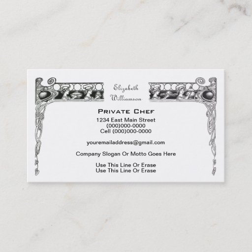 Customizable Private Chef / Food Industry Business Cards