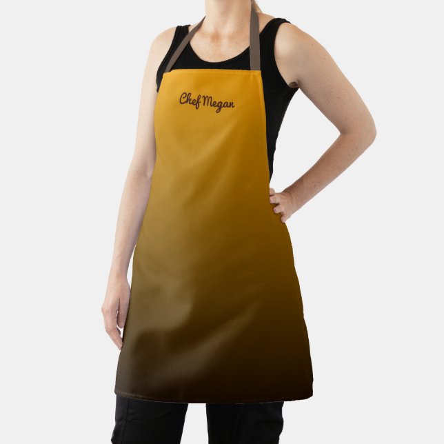 Private Chef Gradient Mustard Brown Apron (Insitu)