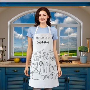 Private chef name script kitchen utensils apron