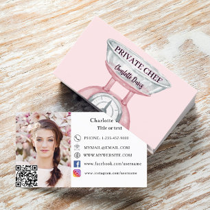 Private chef pink scale female photo QR code Business Card