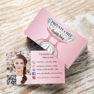 Private chef pink scale female photo QR code Business Card