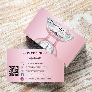 Private chef pink scale female QR code Business Card