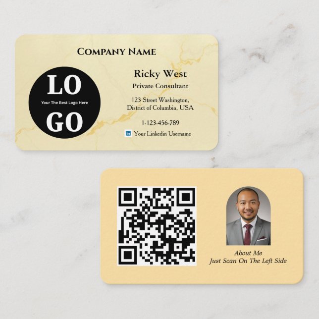 Private Clinic Business Card Custom Logo Gold (Front/Back)