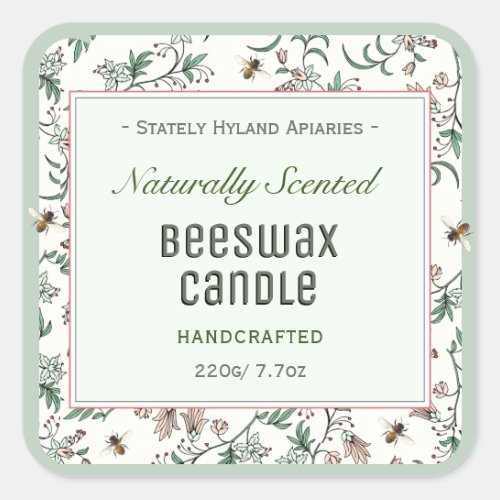 Private Collection Floral Handcrafted Candle Squar Square Sticker