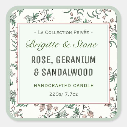 Private Collection Floral Handcrafted Candle  Square Sticker