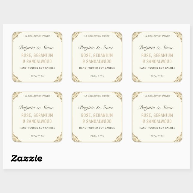 Private Collection Handcrafted Ivory Candle Label (Sheet)