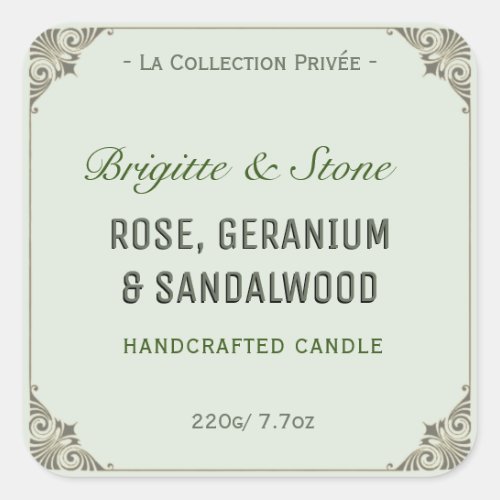 Private Collection Handcrafted Viridescent Candle  Square Sticker