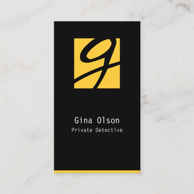 Private Detective Business Card Monogram Block (Front)