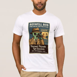 Private Detective Roswell Aliens 1950's Retro T-Shirt