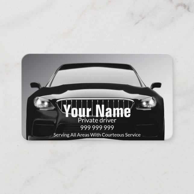 Private driver or taxi elegant black business card (Front)