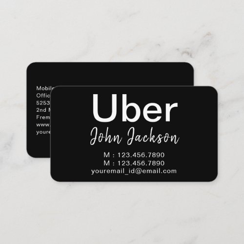 Private driver or taxi elegant black QR Code Business Card