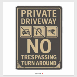 Private Driveway No Trespassing  Sticker