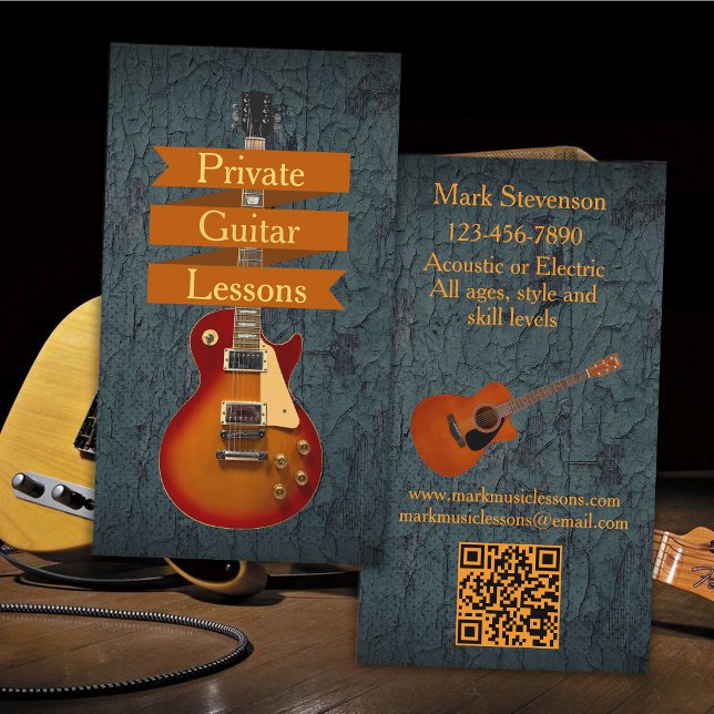 Private Guitar Lessons Business Card (Creator Uploaded)