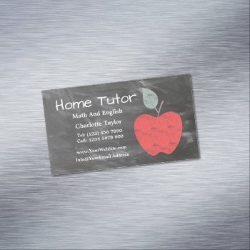 Private Home Tutor Apple Scrubbed Style Chalkboard Business Card Magnet by Ricaso_Intros at Zazzle