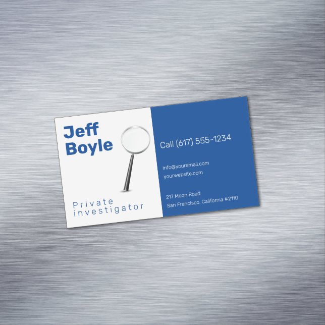 Private Investigat | Detective Professional Blue Business Card Magnet (In Situ)