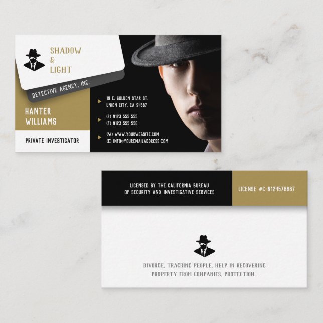 Private Investigations | Detective Professional Bu Business Card (Front/Back)