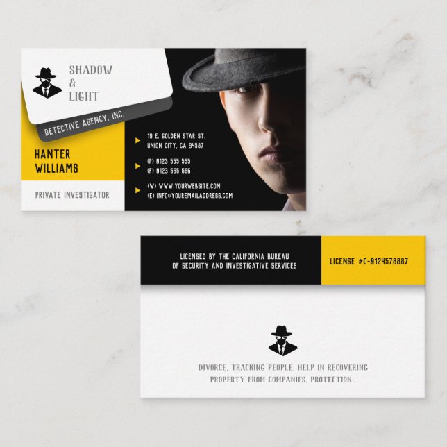 Private Investigations | Detective Professional Bu Business Card (Front/Back)