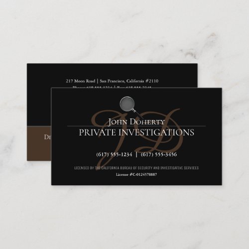 Private Investigations  Detective Professional Business Card