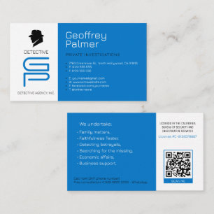 Private Investigations Detective Professional Business Card