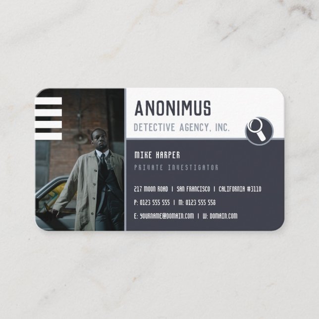 Private Investigations | Detective Professional Business Card (Front)