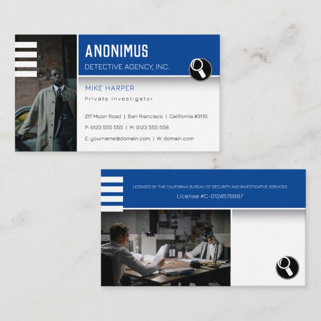 Private Investigations | Detective Professional Business Card (Front/Back)