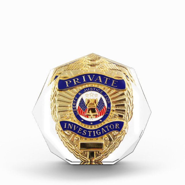Private Investigator Badge Acrylic Award (Front)